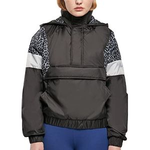 Urban Classics Dames Leo Pull Over Damesjas met dierenprint ritssluiting en Ges Tas Maat XS-5XL, zwart/leon-licht