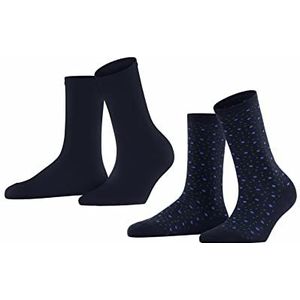 Esprit Playmobil Dot 2 paar damessokken van duurzaam biologisch katoen, zwart, blauw, vele andere kleuren, versterkte sokken voor dames met patroon, ademend, duurzaam, set van 2, marineblauw (6120), 39-42 EU, marineblauw (6120)