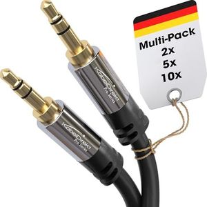 KabelDirekt - 10 x 3,5 mm AUX & jack-kabel - 2 m (stereo-audiokabel, bijna onverwoestbare metalen behuizing, voor smartphones/tablets, laptops, autoradio's, MP3-spelers enz.)