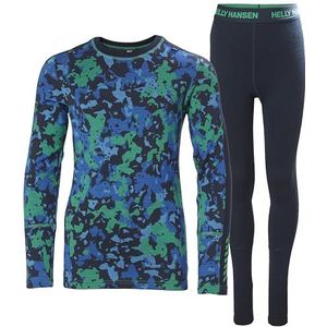 Helly Hansen Jr Graphic Lifa basisluierset voor kinderen, uniseks, 499 Bright Green Splash Camo A, 16 jaar, 499 Bright Green Splash Camo A