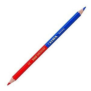 LYRA Duo Medium, etui met 12 potloden, 2 vullingen (blauw/rood)