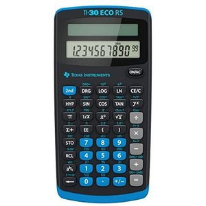 Texas Instruments TI-30 ECO RS Schoolrekenmachine met 10-cijferig display, werkt op zonne-energie, zwart