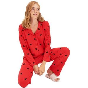 Trendyol Dames pyjama hart geweven rood M, Rood