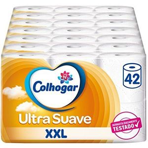 Colhogar Ultra doux XXL 7 x 6 - Papier toilette doux - Paquet de 42 rouleaux extra larges - Papier de toilette à 2 couches - 100% sans parfum - Blanc