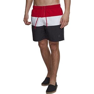 Urban Classics Color Block Zwemshorts voor heren, in vele kleuren, maten S tot XXL, meerkleurig (zwart/rood/wit 01322)
