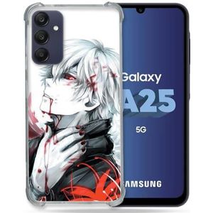 Cokitec Versterkte hoes voor Samsung Galaxy A25 5G Manga Tokyo Ghoul Kaneki Wit