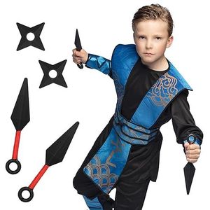 Boland 50432 Ninja-wapenset, 4-delig, sterren en kunai, kostuumaccessoires, decoratie, accessoires voor carnavalskostuum
