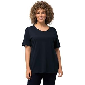 Ulla Popken T-shirt, dubbellaags, smal, ronde hals, lange mouwen, zwart, 64 dames, zwart, 62 oversized, zwart.