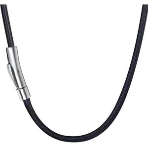 jagosen Leren ketting voor heren, rubber, 3 mm, met sluiting, 46/51 cm, gepersonaliseerd kerstcadeau voor mannen, vrouwen, vrienden, Gewaxt koord