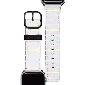 Gocase Candy Stripes Space Gray armband, compatibel met Apple Watch 42/44 mm, verstelbare sluiting, reservearmband van veganistisch leer, waterdicht, geschikt voor serie 1/2/3/4, Space Gray