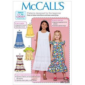 McCall's Patterns 7558 CCE kindermeisjesjurken maat 3-6 zakdoek meerkleurig 17 x 0,5 x 0,07 cm