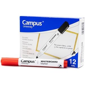 Campus Whiteboard-marker met 2 mm conische punt, ideaal voor het beschrijven op glas, whiteboard en andere gladde oppervlakken (rood)
