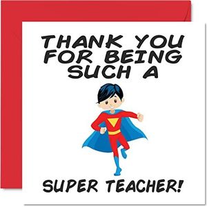 Bedankkaarten voor leraren - Super Teacher Male - bedankkaarten voor leraren, hem of haar, grappige bedankkaarten voor leraren, 145 mm x 145 mm
