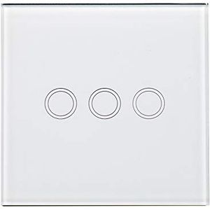 PNI SH303 drievoudige touch-schakelaar, glas, wit met LED-display