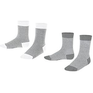 ESPRIT Fine Stripe sokken voor kinderen, uniseks, biologisch katoen, wit, zwart, meer kleuren, met modesieraden, gestreept, voor zomer of winter, 2 paar, meerkleurig (assortiment 30)