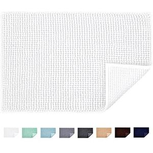 JARITTO Badkamertapijt, antislip, van microvezel, chenille, machinewasbaar, absorberend, voor douche, toilet, 50 x 80 cm (wit)