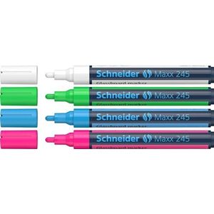Schneider Maxx 245 4 stuks glasmarkers droog afwasbaar wit groen blauw roze
