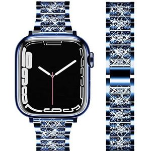 DEALELE Band Compatibel met iWatch 38mm 40mm 41mm, Sprankelend Strass Diamant Metaal Vervanging Horlogebandje voor Apple Watch Series 8 / 7 / 6 / 5 / 4 / 3 / SE Women Man, Blauw