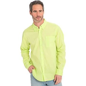 JP 1880 Gemengd linnen overhemd, lange mouwen, button-down-kraag, moderne pasvorm, heren, Neon geel