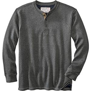 Legendary Whitetails Tough as Buck Henley Dubbellaags thermo-hemd voor heren - casual shirt met lange mouwen van gebreid in regular fit, Grijze houtskool chinese