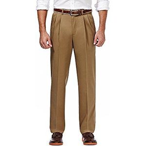 Haggar Standaard en grote maten voor heren, zonder ijzer, kaki, hoge kwaliteit, Britse kaki, 32 W/30 l, Britse kaki