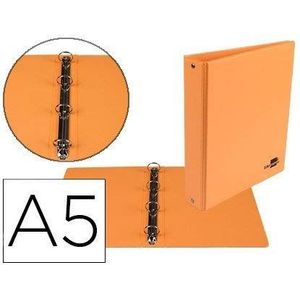 Liderpapel 77190 ringband met 4 ronde ringen, 25 mm, karton met envelop van pvc, A5, oranje