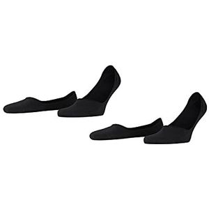 ESPRIT Basic Uni 2 stuks onzichtbare sokken voor heren, katoen, wit, huidskleur, zwart, voetbeschermers met lage hals, anti-glijsysteem op de hiel, 2 paar, Zwart (Zwart 3000)