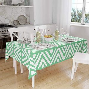 Bonamaison, schimmel, sneldrogend, vuilafstotend, machinewasbaar, 100% polyester, tafelkleed, petrolgroen, wit, 140 x 160 cm – ontworpen en geproduceerd in Turkije