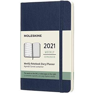 Moleskine 12 MND Agenda – 2021 – Wekelijks – Pocket (9 x 14 cm) – saffierblauw – zachte kaft