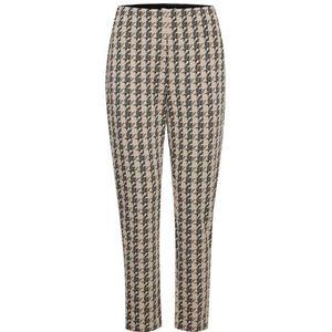 ICHI IHKATE Houndstooth PA Pantalon en tissu pour femme 59% polyester, 39% viscose, 2% élasthanne Coupe droite, Doeskin Houndstooth (202751), S