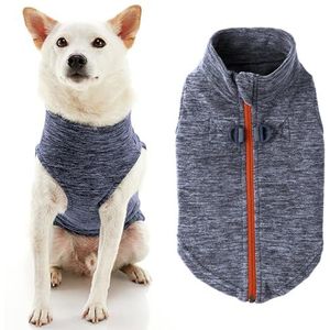 Gooby Hondentrui met ritssluiting, grijs, maat XL, warme fleece trui met dubbele D-ring, wintertrui voor kleine honden - kleding voor kleine en middelgrote honden
