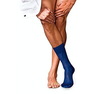 FALKE Heren nr. 10 ademende sokken katoen lichte glans versterkt platte naad fijn geribbelde tenen effen elegant voor kleding en werk 1 paar, Blauw (Royal Blue 6000)