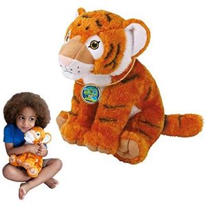 EcoBuddiez - Deluxebase-tijger. Grote zachte pluche, 30 cm, van gerecyclede plastic flessen. Cadeau voor kinderen en dieren, zacht en schattig, voor baby's.