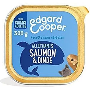 Edgard & Cooper Patée Box voor volwassen honden, zonder granen, natuurlijk voer, 300 g x 18 cm, verse zalm en kalkoen, gezonde voeding, smakelijke en evenwichtige eiwitten