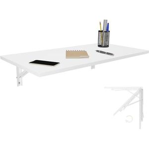 Inklapbare wandtafel Bureautafelblad 80x40 cm in wit Inklapbare eettafel Keukentafel voor aan de muur Bartafel Statafel Wandtafel Inklapbare tafel voor aan de muur op kantoor Keuken