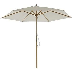 BEAU RIVAGE - Parasol droit POEMA en bambou contreplaqué et tissu beige clair