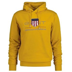 GANT Reg Archive Shield Hoodie Sweatshirt met capuchon voor heren, Donker mosterdgeel