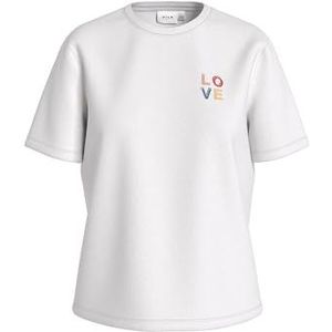 Vila Visybil S/S Love Hearts T-shirt/Lc T-shirt voor dames, Sneeuwwitje/print: tekst liefde