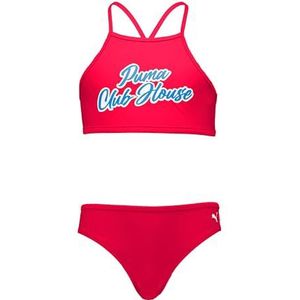 PUMA Club House Bikiniset voor meisjes, 1 stuk, Rood gemêleerd