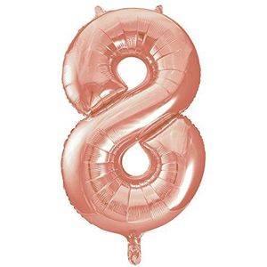 Unique Party roségoude folie reuzenballon cijfer 8 - 86 cm