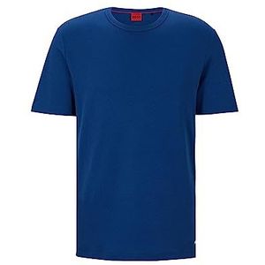 HUGO T-shirt Dozy Regular Fit en coton Pima avec logo contrasté, Navy417., L