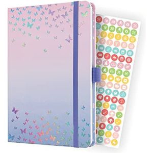 SIGEL J3347 Mooie weekkalender 2023, Butterfly Confetti Candy, 13,5 x 20,3 cm, hardcover, 174 pagina's, paars, roze
