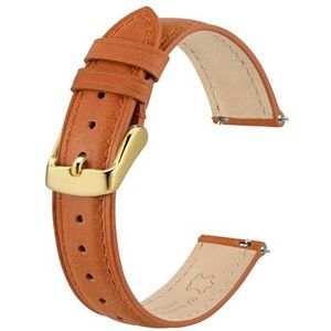 BISONSTRAP Elegante leren horlogebandjes, snelontgrendeling, horlogeband voor dames en heren, compatibel met horlogebandjes van 12 mm, 14 mm, 15 mm, 16 mm, 18 mm, Leer, Geen edelsteen