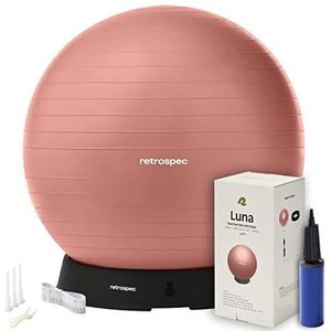 Retrospec Luna Trainingsbal, 55, 65 of 75 cm, yogabal voor training, stabiliteit, zwangerschap, Swish balansbal met pomp en basis voor sportschool op kantoor en thuis