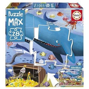 Educa - Max kinderpuzzel met grappige afbeelding van dieren onder de zee. 28 grote stukken, eenvoudig te hanteren en te installeren. Ideaal voor montage op de grond (19956)