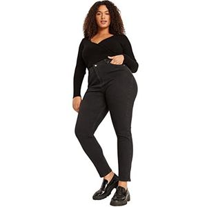 Trendyol Jeans taille haute pour femmes, coupe ajustée, grande taille, Anthracite, 72