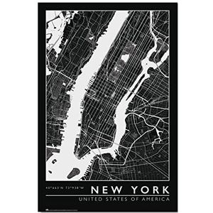 New York City Kaartposter – 91 x 61,5 cm – opgerolde verzending – New York poster – coole poster – kunstposter – poster – posters en prints – wandposter