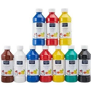 Lefranc Bourgeois - Vloeibaar acryl voor kinderen - assortiment van 10 flessen à 500 ml