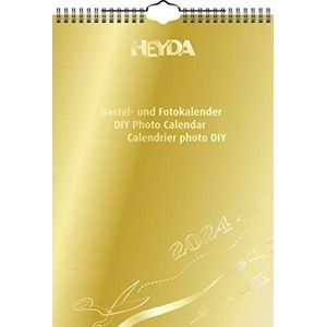Heyda Kalender 2024, 1 vel = 1 maand A4, dekking: goud, maandbladen: zwart