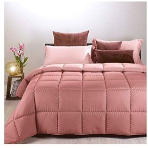 Caleffi - Modern dekbed, 100% polyester, effen, eenvoudig, roze